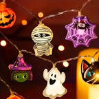 10/20 LED Halloween Battery Powered String Lights With Ghost Witch Cat Pumpkin Spider Web Skeleton Mummy Pirate Shape Indoor