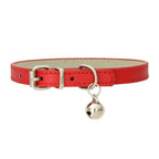 PU Leather Cat Collar Adjustable Soft Padded Pet Collar with Bell
