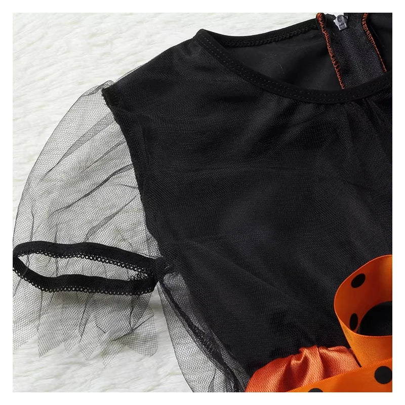 2-15Y Kids Halloween Witch Costume Girls Cosplay Dresses Halloween Pumpkin Clothes Baby Bat Party Cosplay Outfit Gift