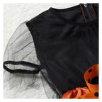 2-15Y Kids Halloween Witch Costume Girls Cosplay Dresses Halloween Pumpkin Clothes Baby Bat Party Cosplay Outfit Gift