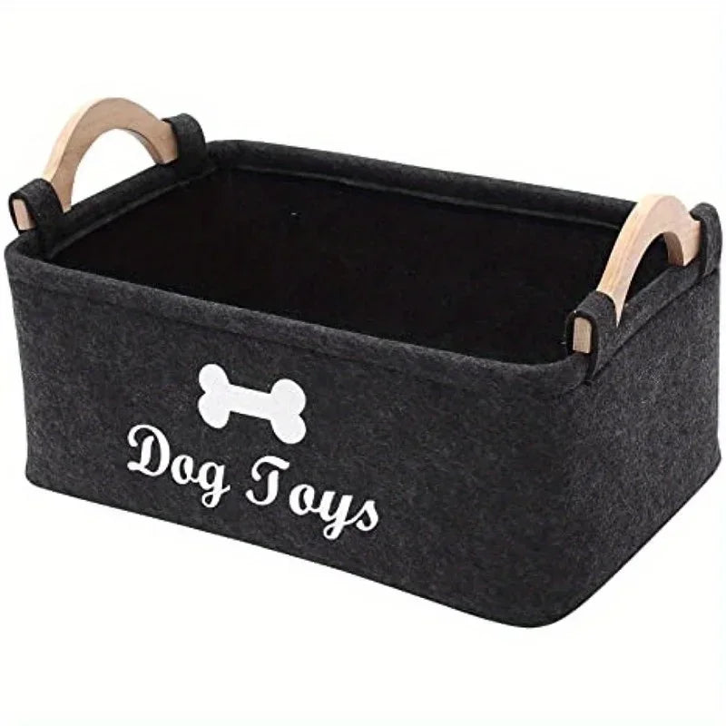 Dog Toy Basket, Felt Pet Toy Storage Box & Organizer