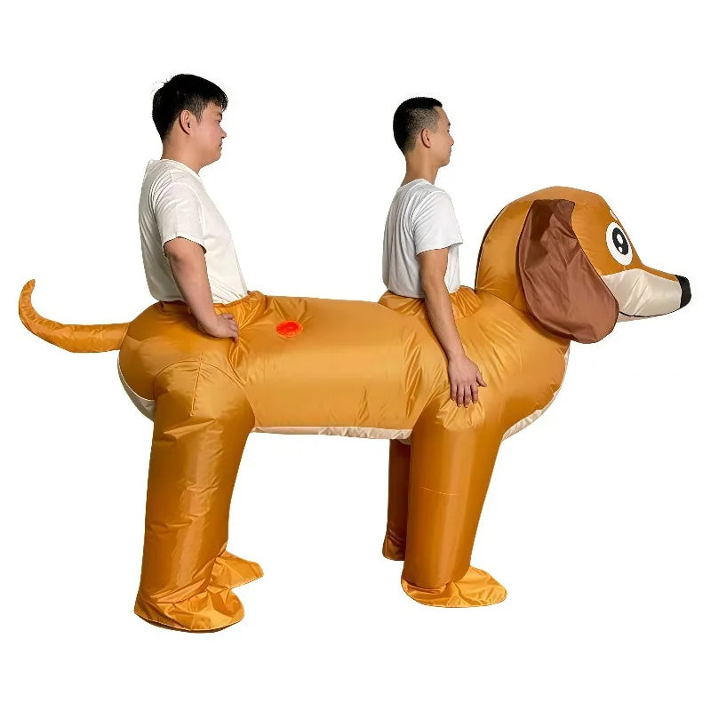 2 Person Inflatable Dachshund Costume Couple Fun Dog Cosplay Suit Carnival Easter Party Holiday Novel Sausage Dog Blow Up Outfit
