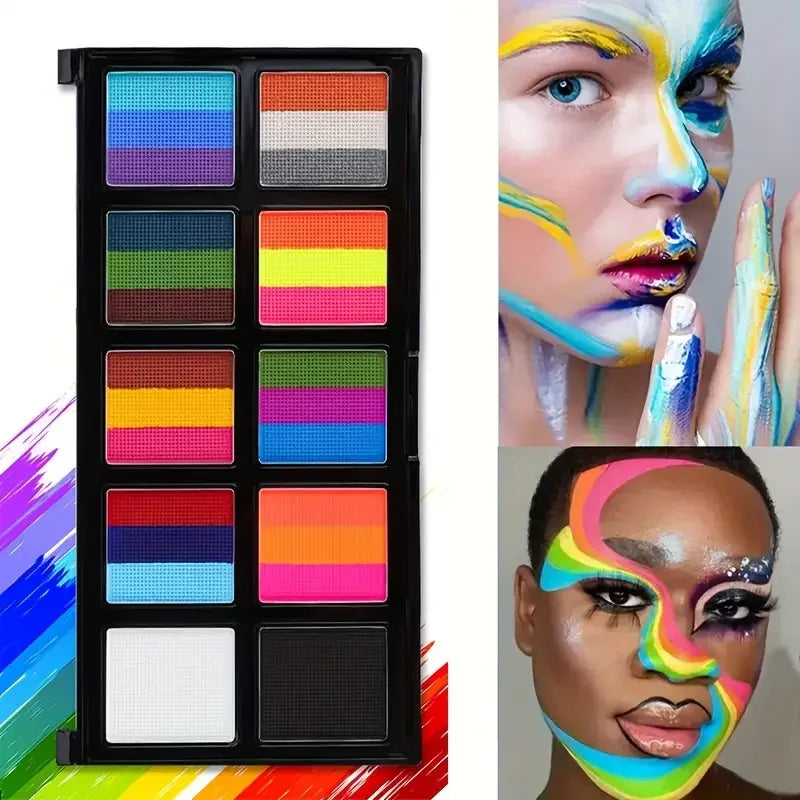 26 Colors Body Paint Set with Brushes and Stickers Water-Soluble UV Luminous Face Body Paint Art for Stage Performances Makeup