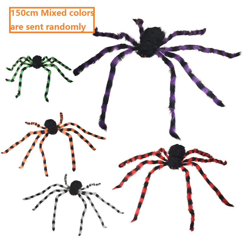 30/50/75/150/200cm Halloween Simulation Seven-Color/Black Spider Haunted House Bar Horror Outdoor Decoration Props Spider Web.