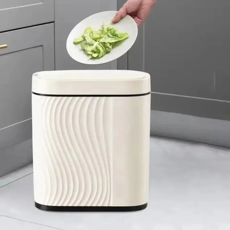 Intelligent Sensing Garbage Can Household Light Luxury Automatic Toilet Toilet Narrow Slit with Cover Electric Garbage Basket