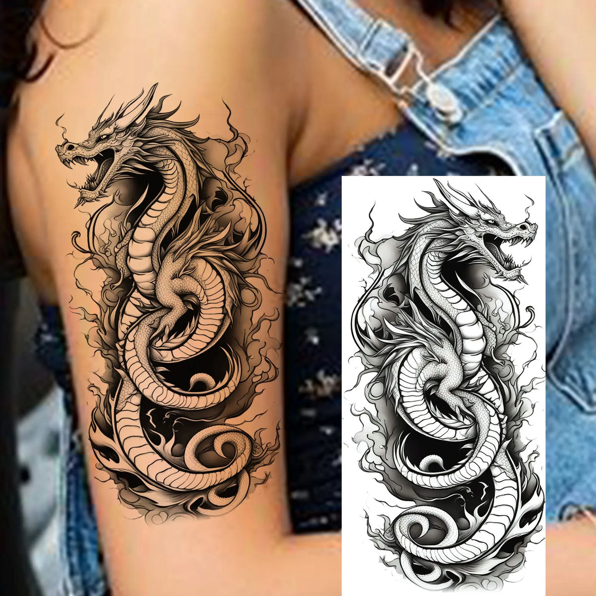 1 Sheet Evil Grim Reaper Skull Temporary Tattoos For Men Women Waterproof Fake Tattoos 3D Dragon Scorpion Warrior Tatoo Stickers