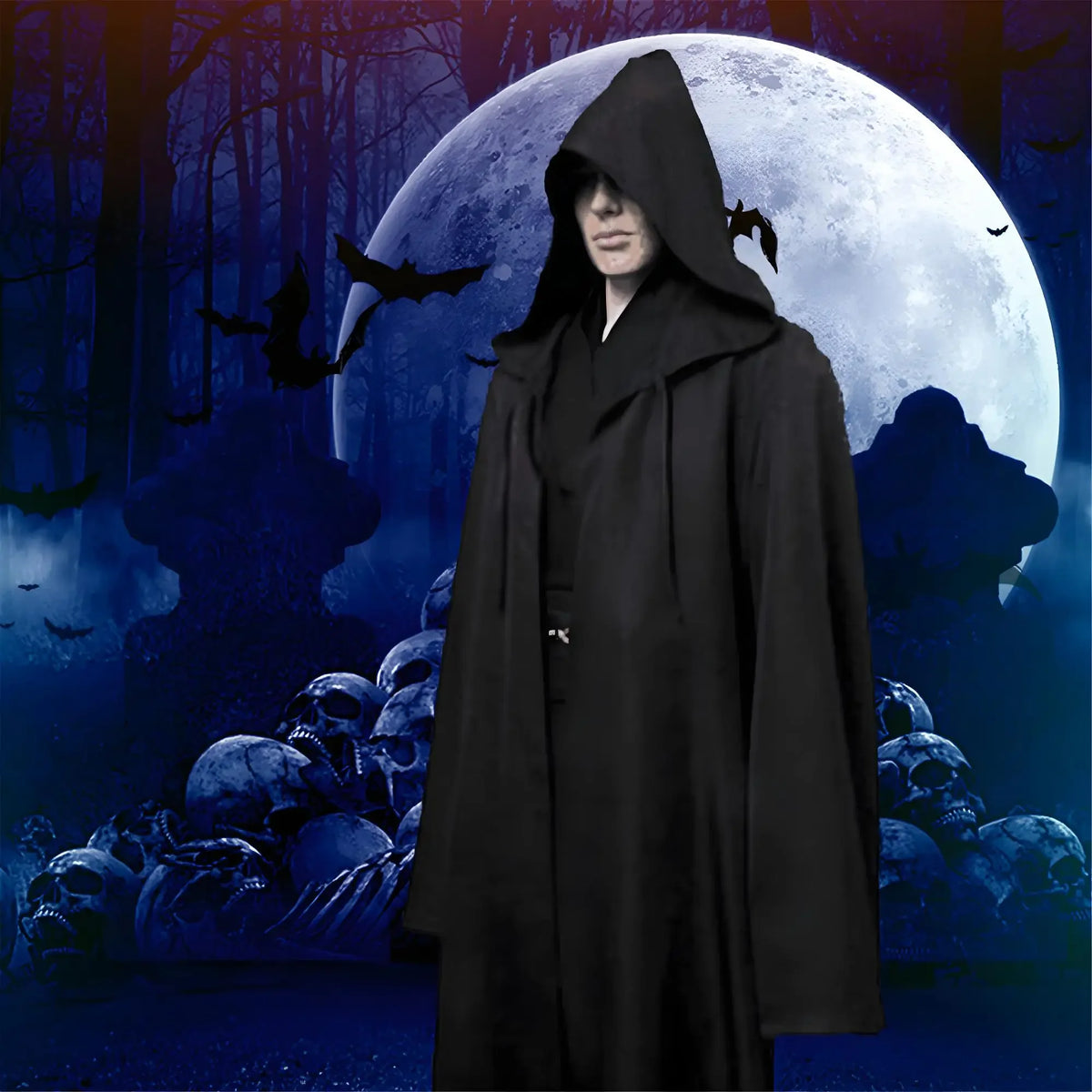 Black Cape Cloak Warrior Costume for Adults Vampire Cape with Hood Adult Halloween Cosplay Vampire Christmas Costume Robe Cape