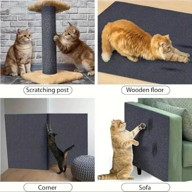 60x200cm Self-adhesive Cat Scratcher Sofa Protector Cats Scratcher Pad Board Protection Trimmable Carpet DIY Cat Scratch Mat
