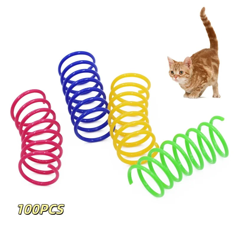 Interactive Cat Spring Toy – Colorful Plastic Jumping Toy