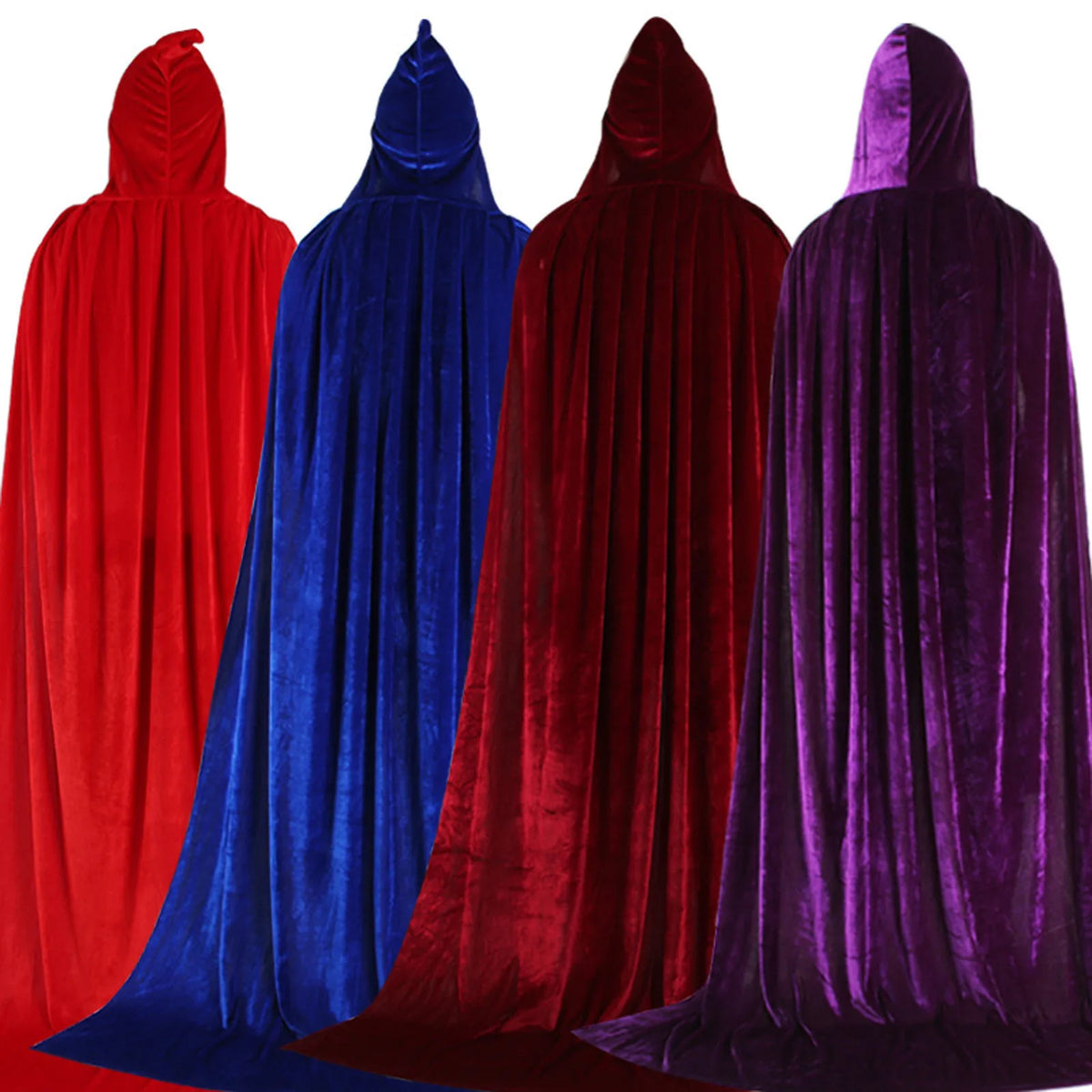 Adult Kids Halloween Pleuche Velvet Cloak Cape Hooded Medieval Costume Witch Wicca Vampire Halloween Cosplay Costume Cape