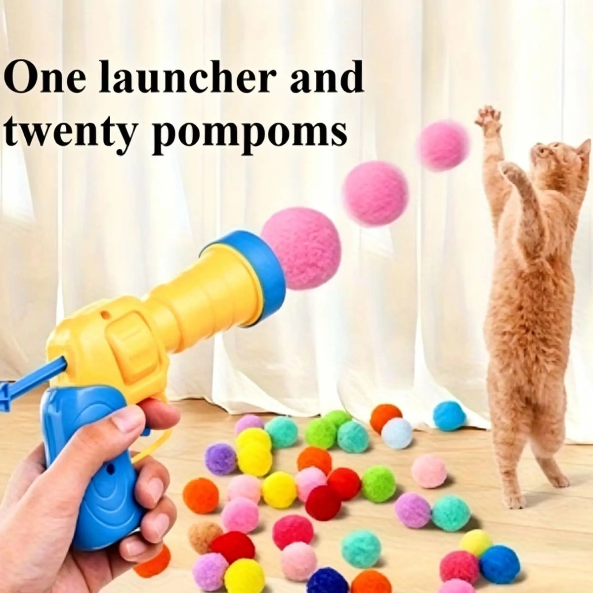 Interactive Cat Toy Playset with 20 Plush Balls for Indoor Cats