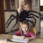 150/200cm Black Scary Giant Spider Huge Spider Web Halloween Decoration Props Haunted House Holiday Outdoor Giant Decoration
