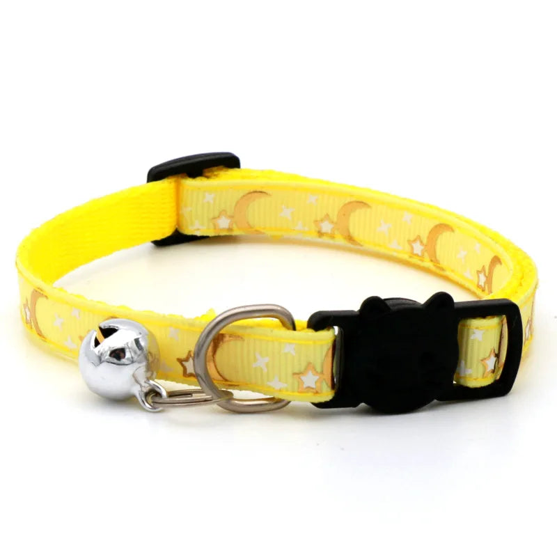 Adjustable Cat Collar with Bell – Star Moon Breakaway Collar