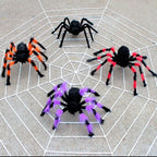 75/150/200cm Halloween Plush Simulation Spider Colorful Black Ghost House Bar Scary Big Spider Outdoor Decor Props Spider Web