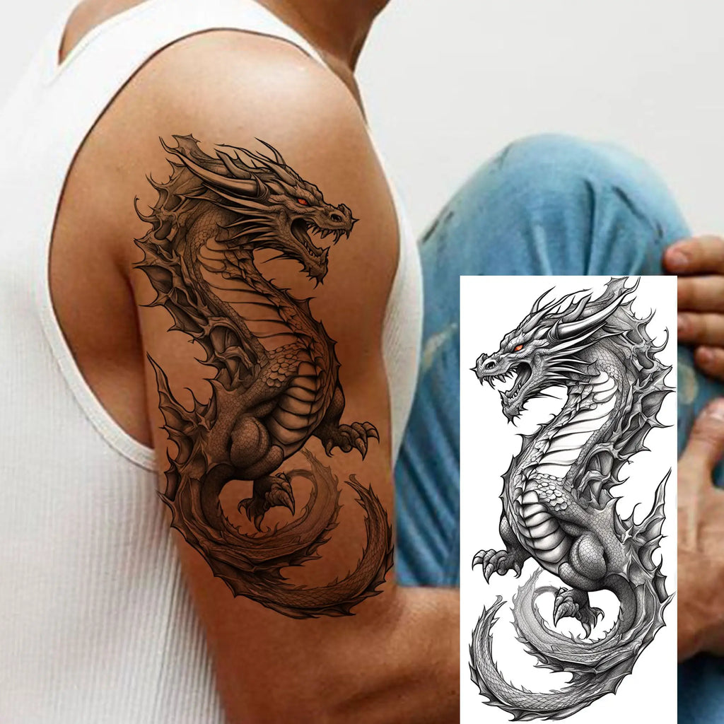 1 Sheet Evil Grim Reaper Skull Temporary Tattoos For Men Women Waterproof Fake Tattoos 3D Dragon Scorpion Warrior Tatoo Stickers