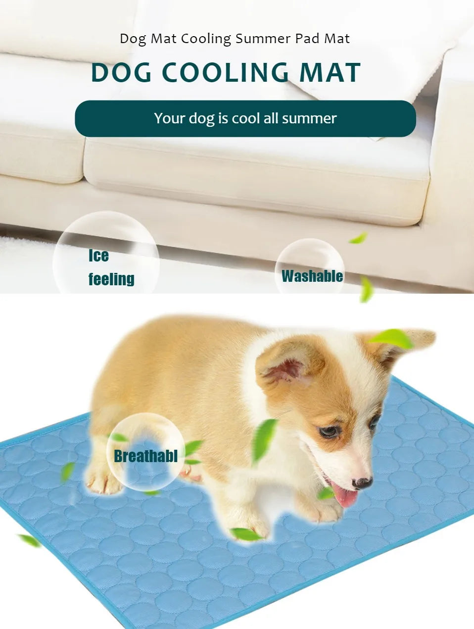 Dog Cooling Mat – Self-Cooling Summer Pad for Small & Large Dogs