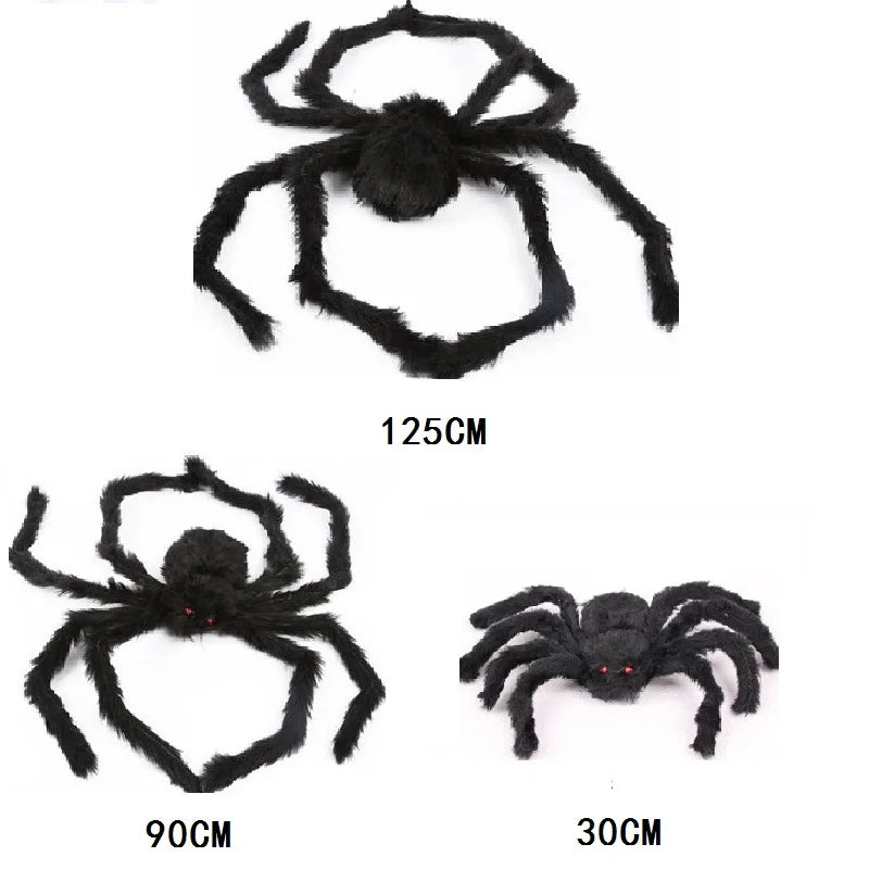 150/200cm Black Scary Giant Spider Huge Spider Web Halloween Decoration Props Haunted House Holiday Outdoor Giant Decoration