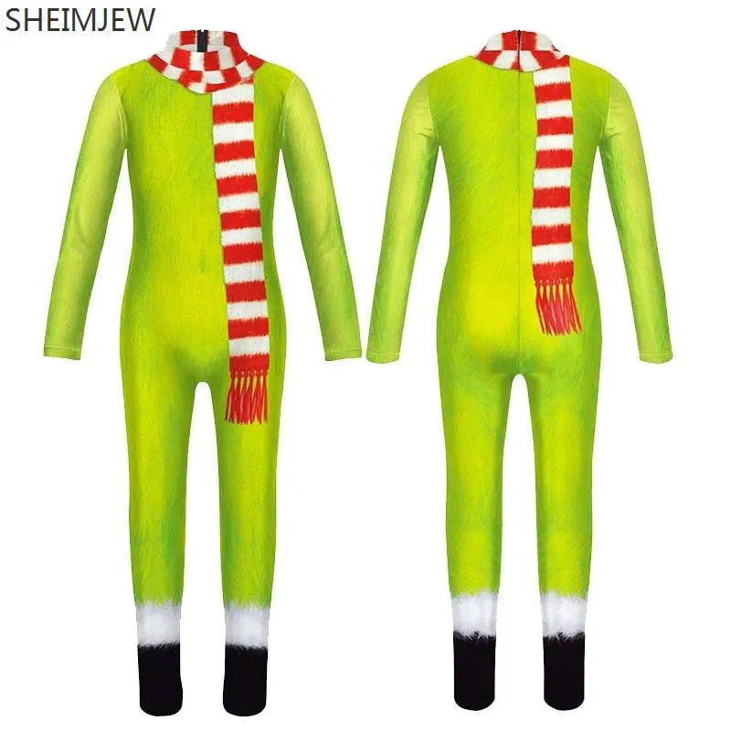 POP1 Children Punk Robot Cosplay Costumes Boys Girls Zentai Suit Muscle Skeleton Print Jumpsuit Halloween Party Kids Bodysuit