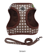 Reflective Cat Harness with Leash – Plaid Breathable Walking Kit