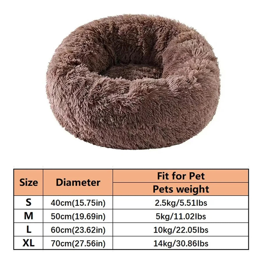 Plush Pet Bed – Warm Round Washable Bed for Cats & Small Dogs