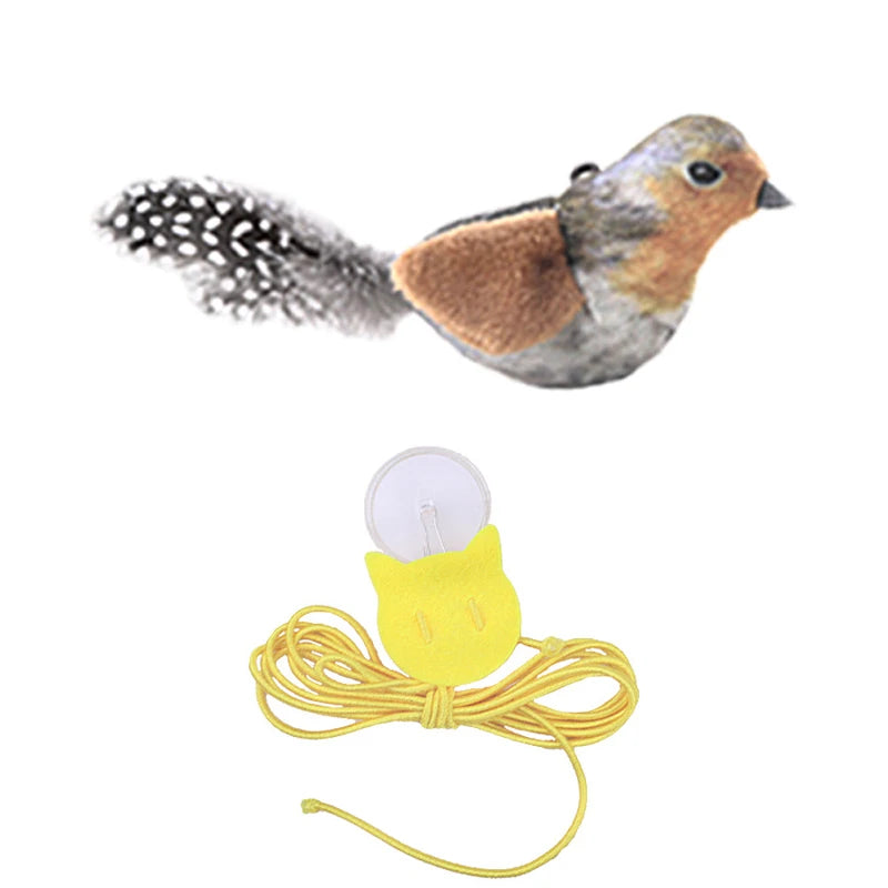 Lifelike Bird Cat Toy – Feather Plush Teaser for Kittens