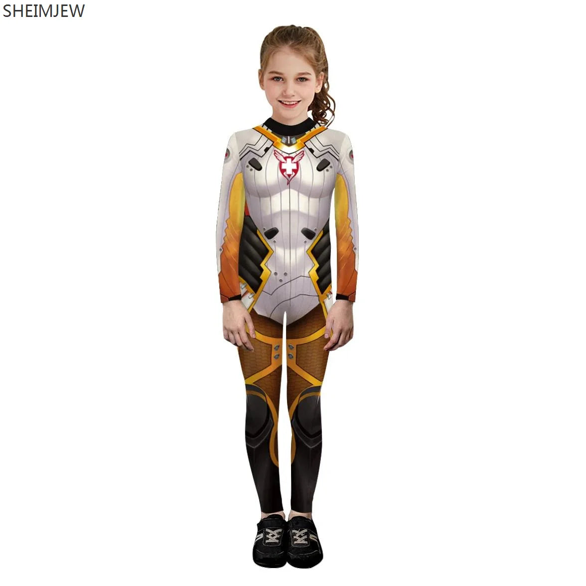 POP1 Children Punk Robot Cosplay Costumes Boys Girls Zentai Suit Muscle Skeleton Print Jumpsuit Halloween Party Kids Bodysuit