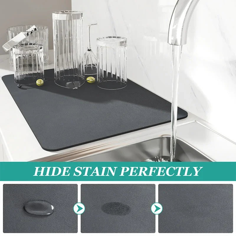 1pc Coffee Maker Mat For Kitchen Counter Protector Rubber Padded Absorbent Dish Drying Mat Super Anti-slip Bar Mat