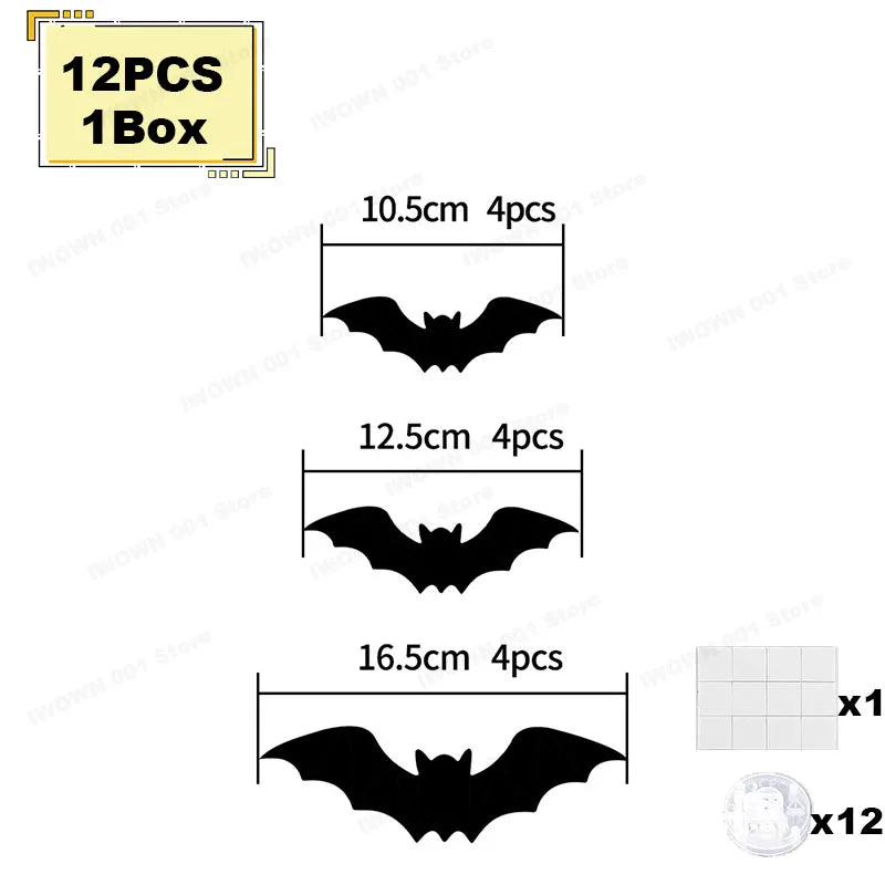 Halloween Bat/Spider Night Light 3D Purple/Green Lights Wall Sticker Self Adhesive Glow Decor for Haunted House Party Supplies