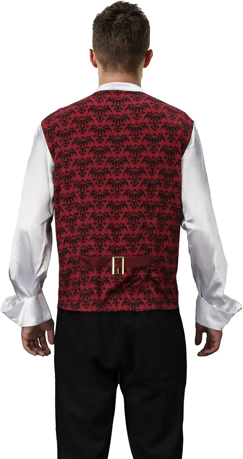 Adult Men Devil Vampire Costume Shirt Cloak Outfit Medieval Renaissance Victorian Gothic Halloween Cosplay Long Cape