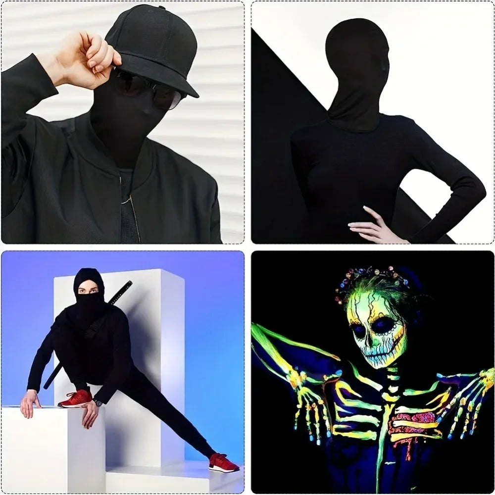 Halloween Cosplay Costumes Black Hood Spandex Full Mask Role Play Adult Ghost Festival Props Party Carnival Dress Up Accessories