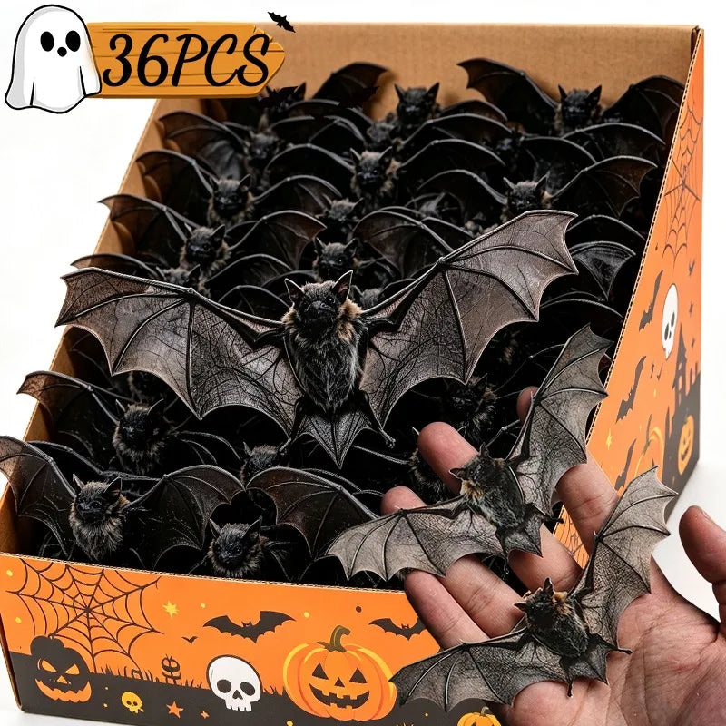 12/36Pack 3D Flying Bat Wall Stickers Realistic PVC Halloween Decorations Scary Bats for Window Door Home Party Spooky Supplies
