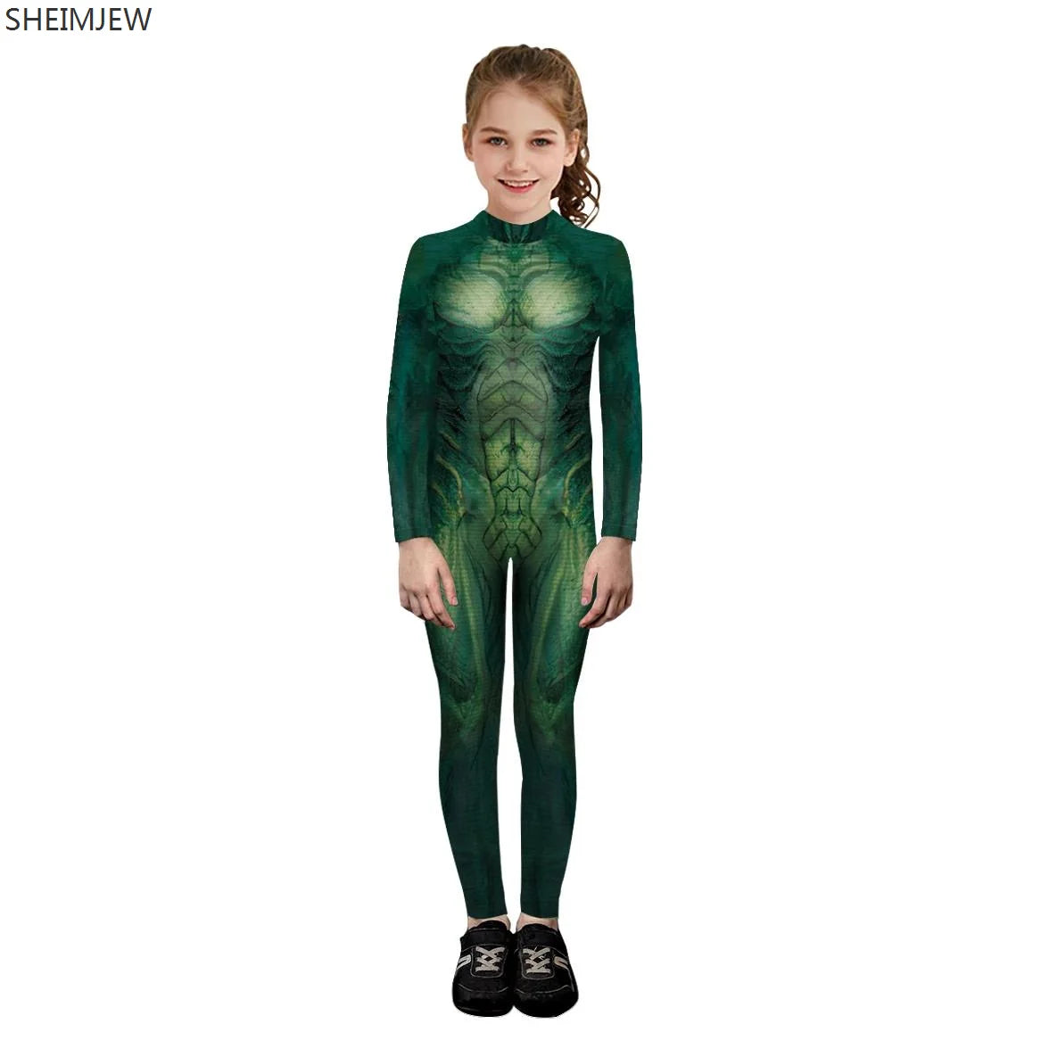 POP1 Children Punk Robot Cosplay Costumes Boys Girls Zentai Suit Muscle Skeleton Print Jumpsuit Halloween Party Kids Bodysuit