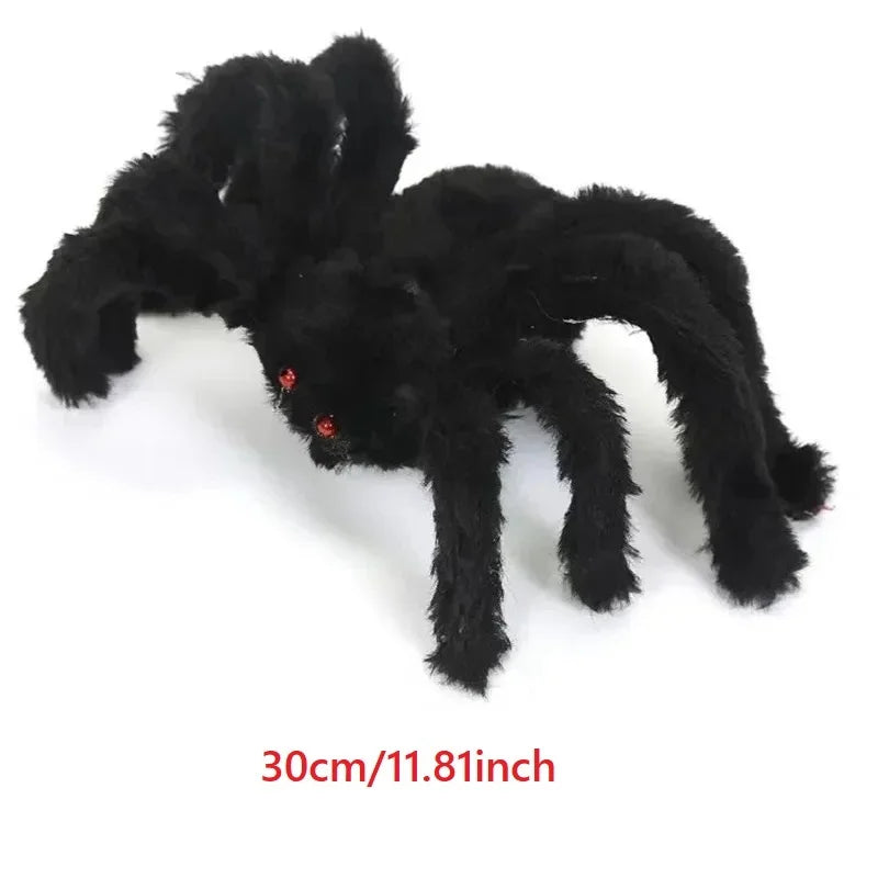 Horror Halloween Plush Spider Decoration Giant Halloween Spiders Web Party Prop Haunted Outdoor Chamber Prank Black Spider Decor