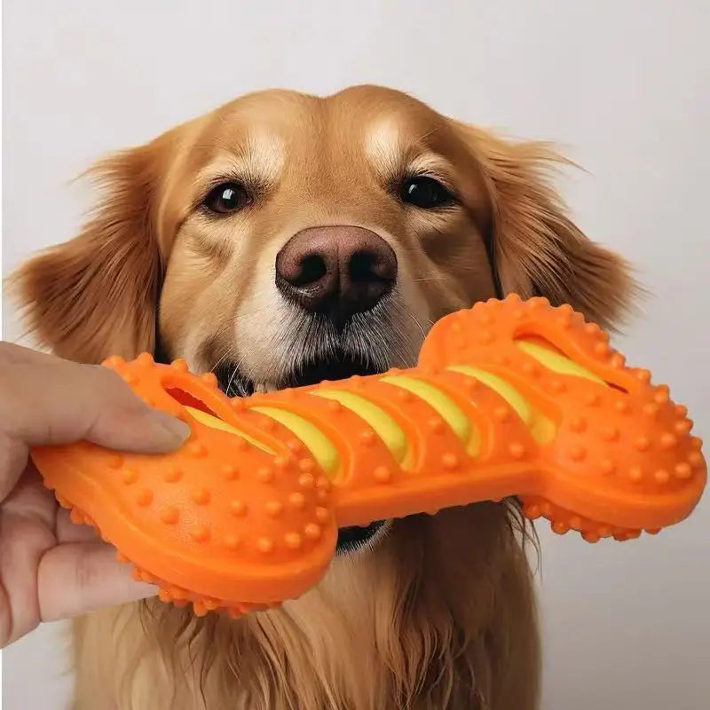Dog Chew Toy Rubber Bone Squeaky Puppy Interactive Toy for Playtime
