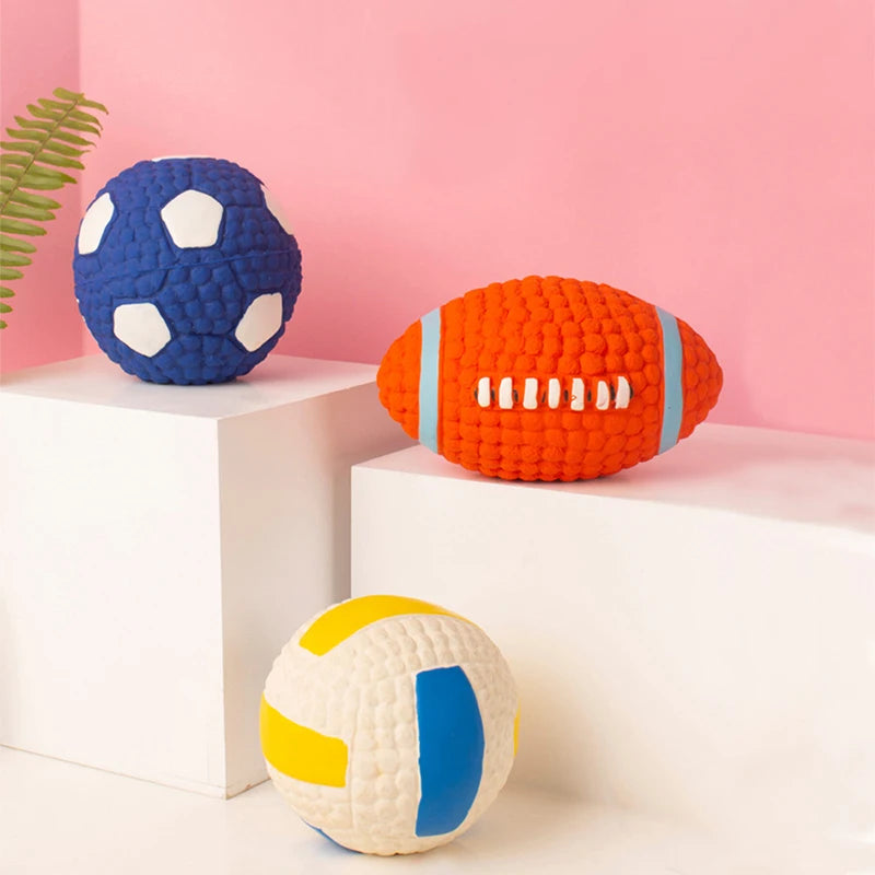 Squeaky Dog Ball, Rubber Interactive Chew & Training Toy