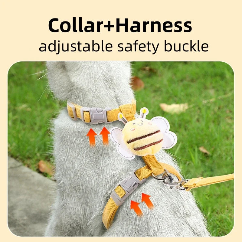 Cat Harness and Leash Set – Adjustable Bee Vest for Walking