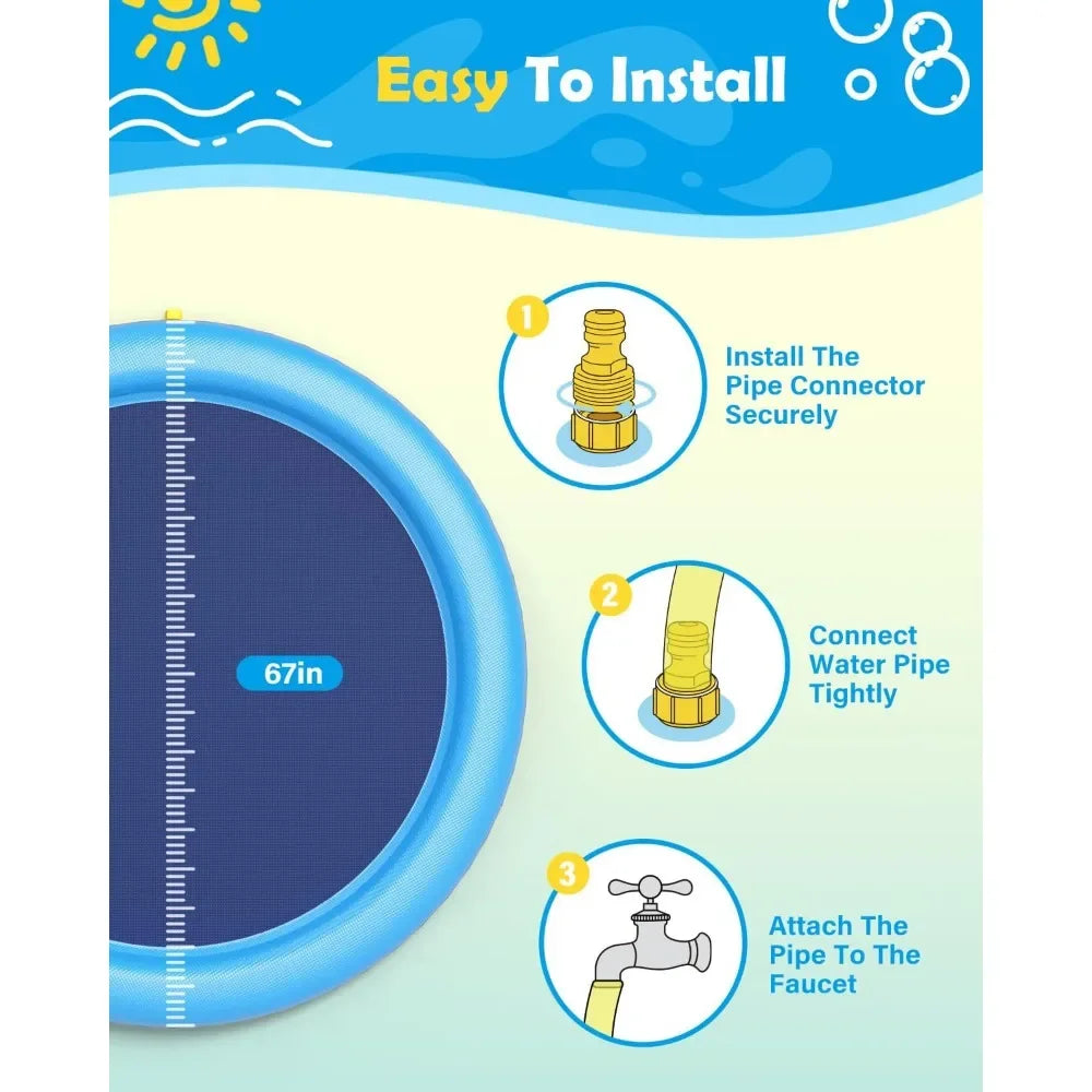Dog Splash Pad Anti-Slip Water Play Mat & Sprinkler Toy