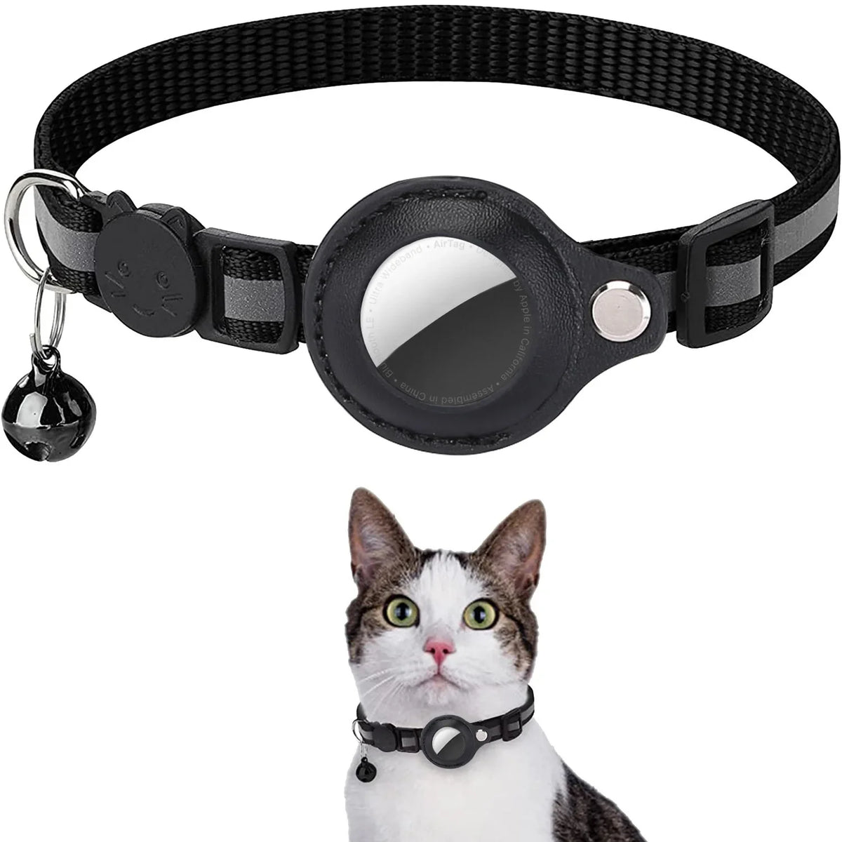 AirTag Cat Collar Adjustable Breakaway Reflective Holder