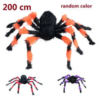 75/150/200cm Halloween Plush Simulation Spider Colorful Black Ghost House Bar Scary Big Spider Outdoor Decor Props Spider Web