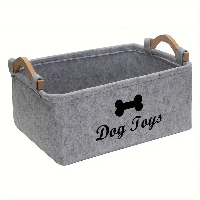 Dog Toy Basket, Felt Pet Toy Storage Box & Organizer