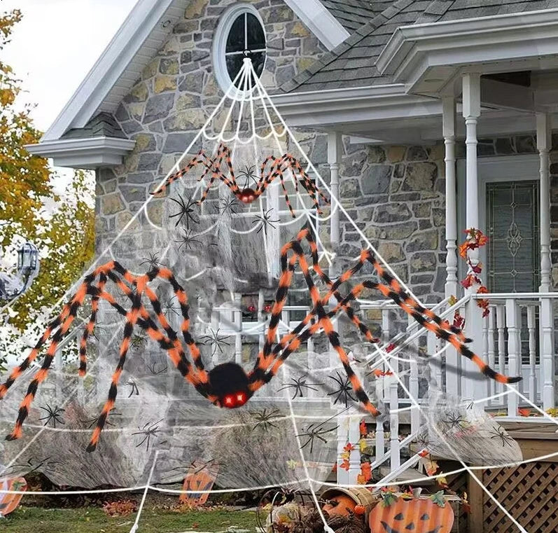 30/50/75/150/200cm Halloween Simulation Seven-Color/Black Spider Haunted House Bar Horror Outdoor Decoration Props Spider Web.