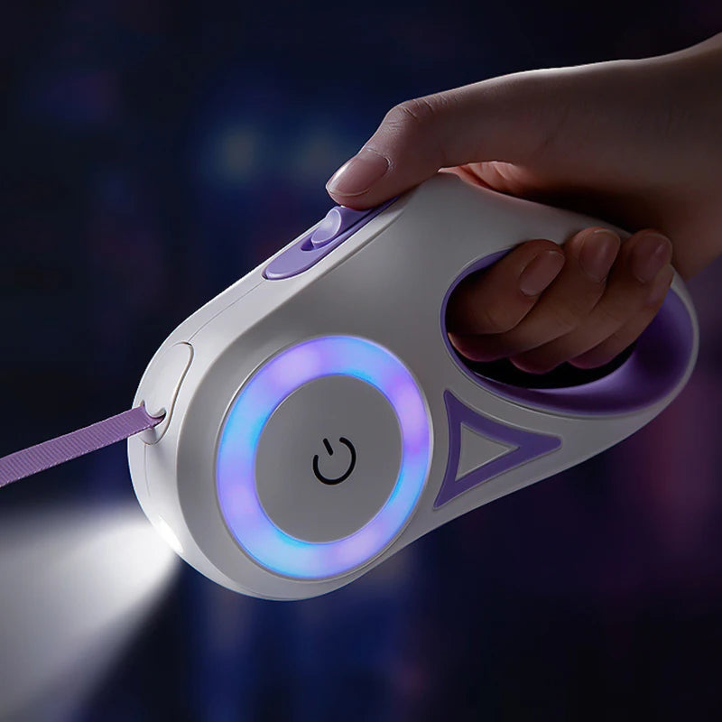 LED Retractable Dog Leash with Light for Puppies Small Medium Big Dogs Cats Pet Harness Straps Collar Accessories 3m 5m Roulette