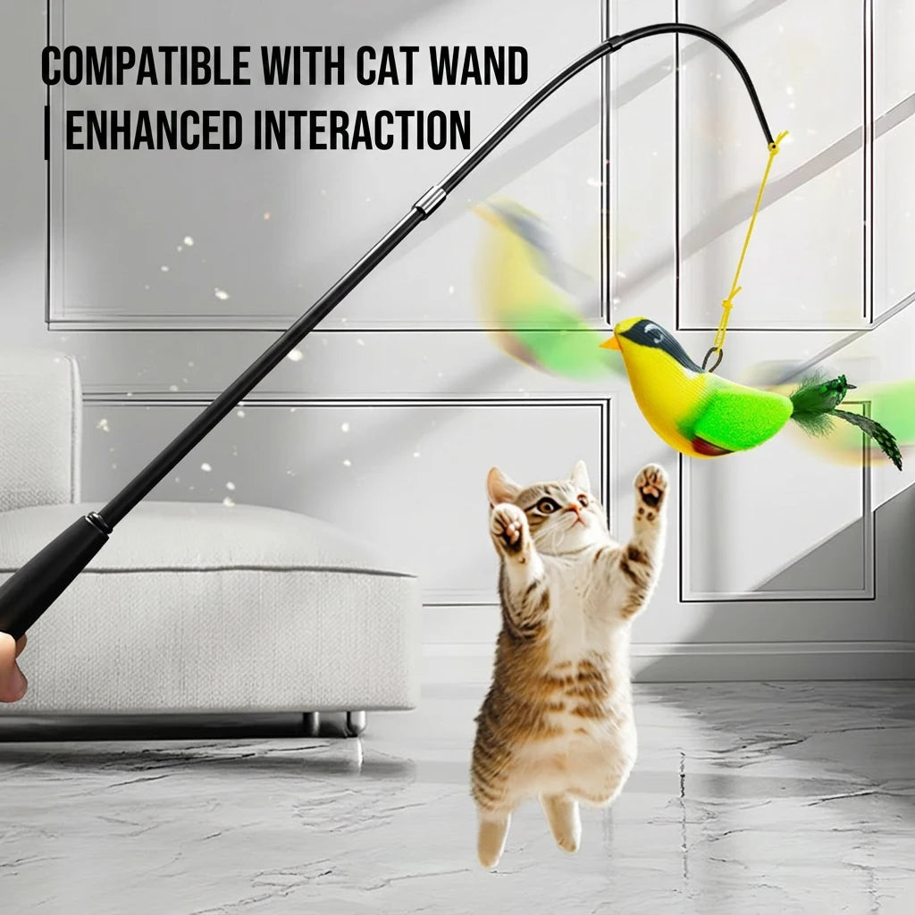 Interactive Bird Cat Toy, Hanging Plush Toy with Sound