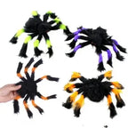 75/150/200cm Halloween Plush Simulation Spider Colorful Black Ghost House Bar Scary Big Spider Outdoor Decor Props Spider Web