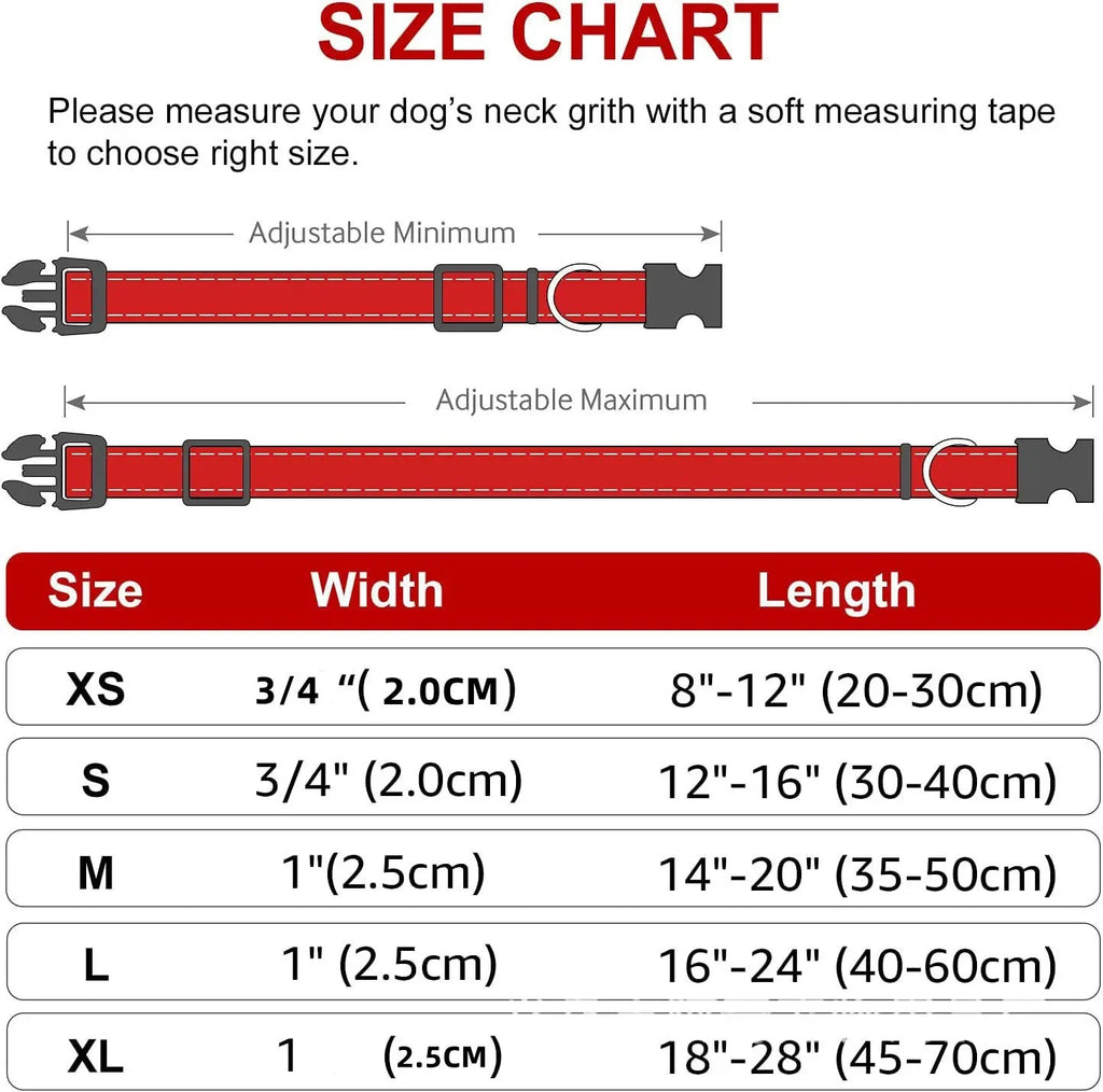 Reflective Dog Collar, Adjustable Nylon Safety Collar for Small Dogs
