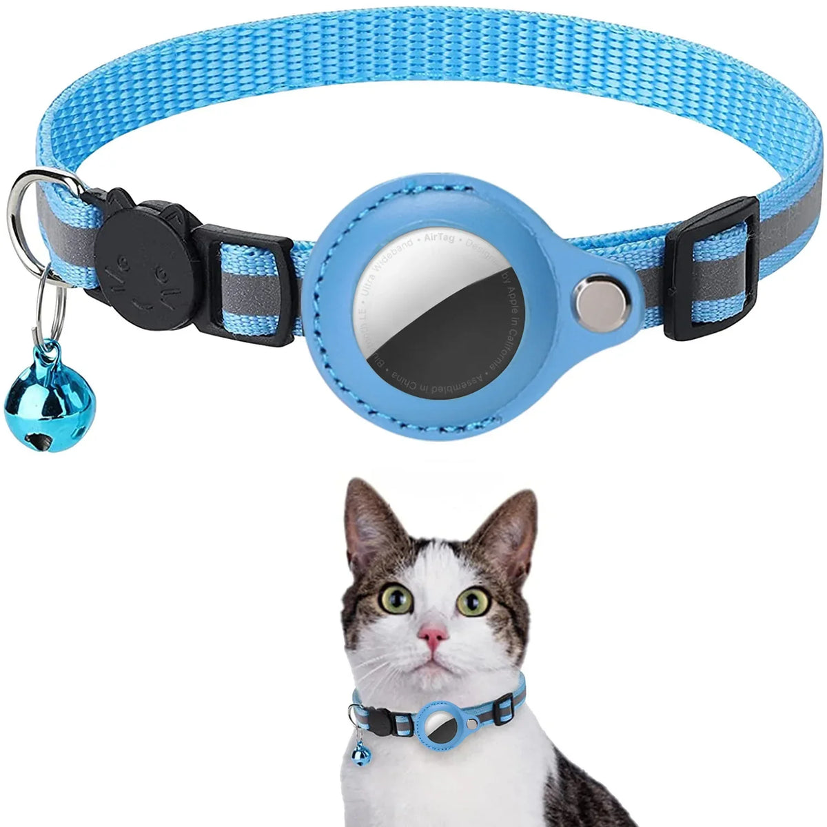 AirTag Cat Collar Adjustable Breakaway Reflective Holder