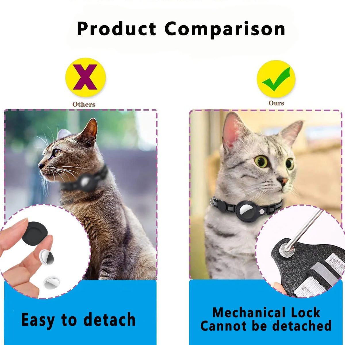 AirTag Cat Collar Adjustable Breakaway Reflective Holder