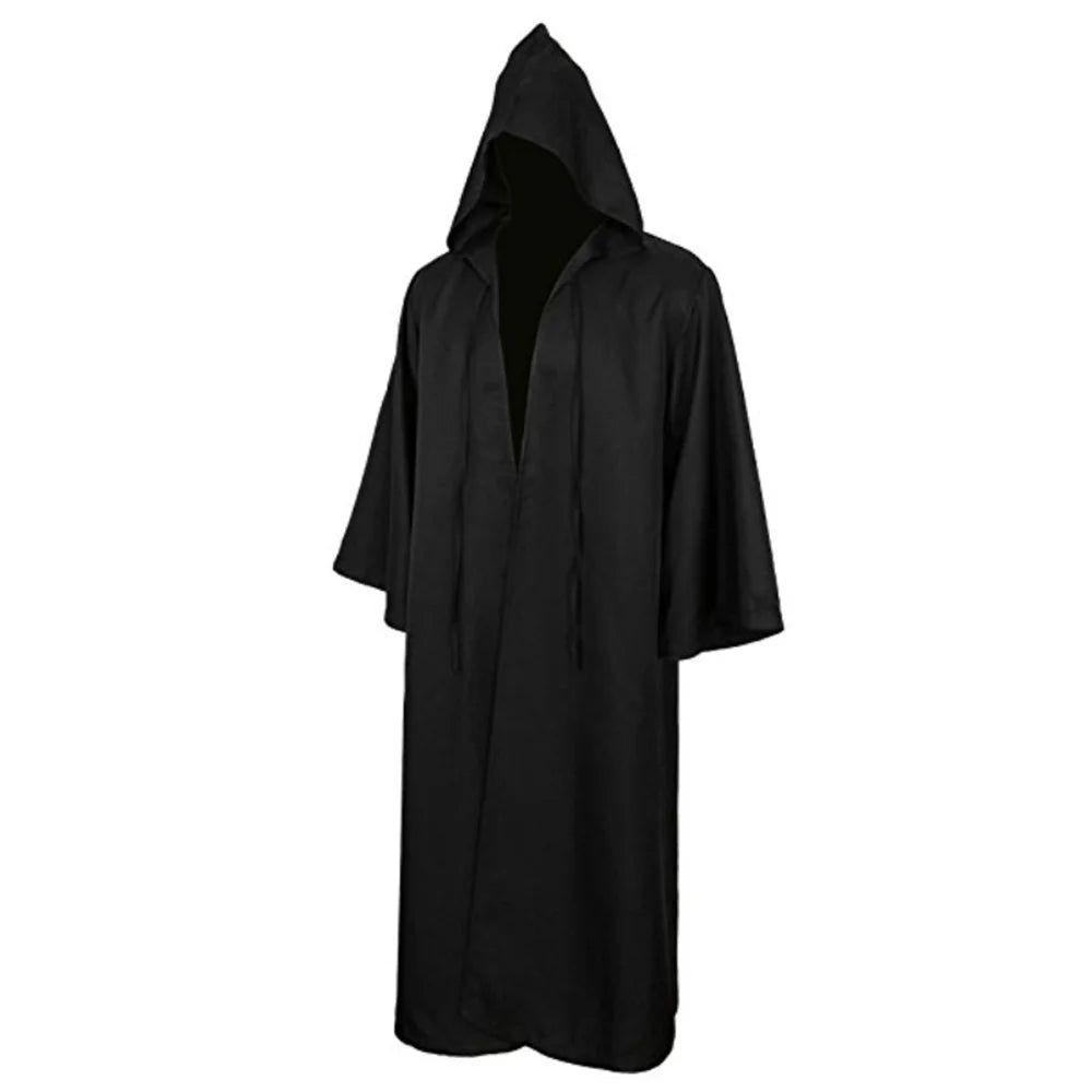 Black Cape Cloak Warrior Costume for Adults Vampire Cape with Hood Adult Halloween Cosplay Vampire Christmas Costume Robe Cape