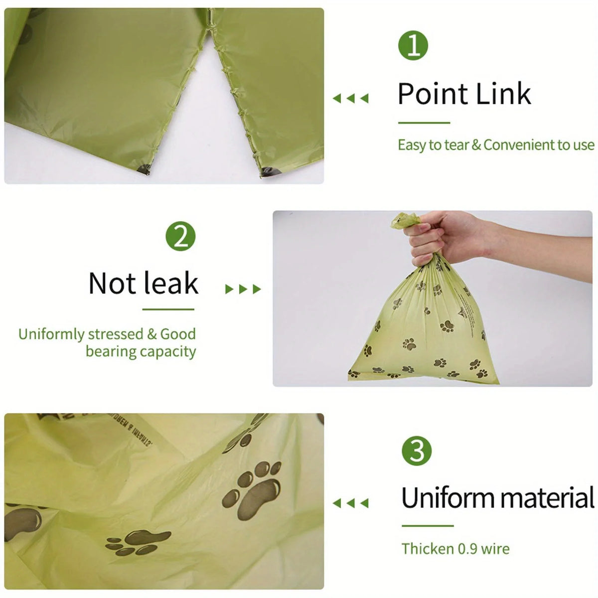 Biodegradable Dog Poop Bags, 8 Rolls, Unscented & Leak-Proof