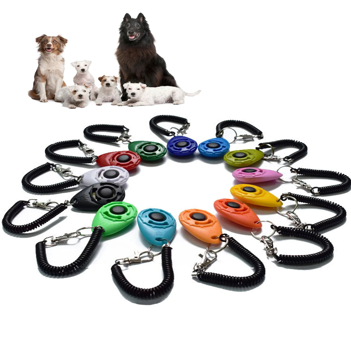 Dog Training Clicker Plastic Adjustable Wrist Strap Pet Trainer